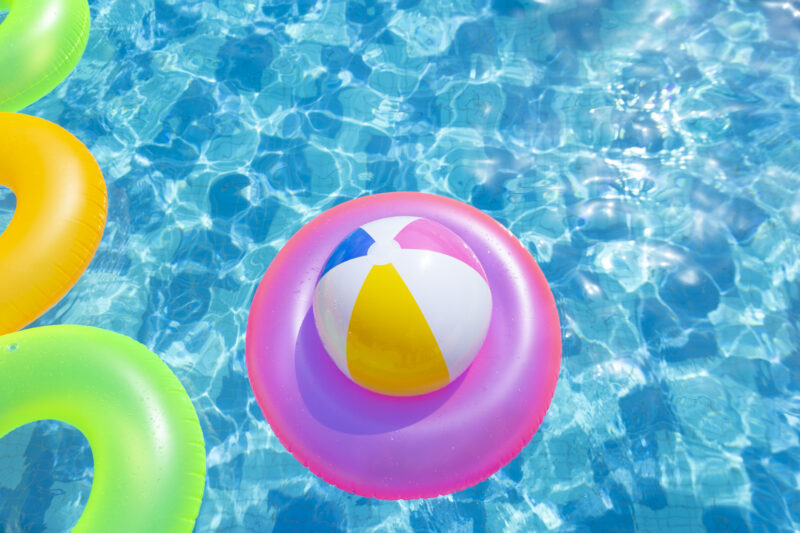 Pool floaties in a swimming pool