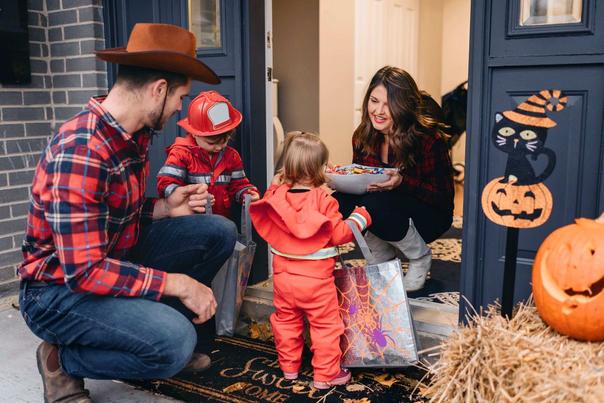 Children out for a night of trick-or-treating.